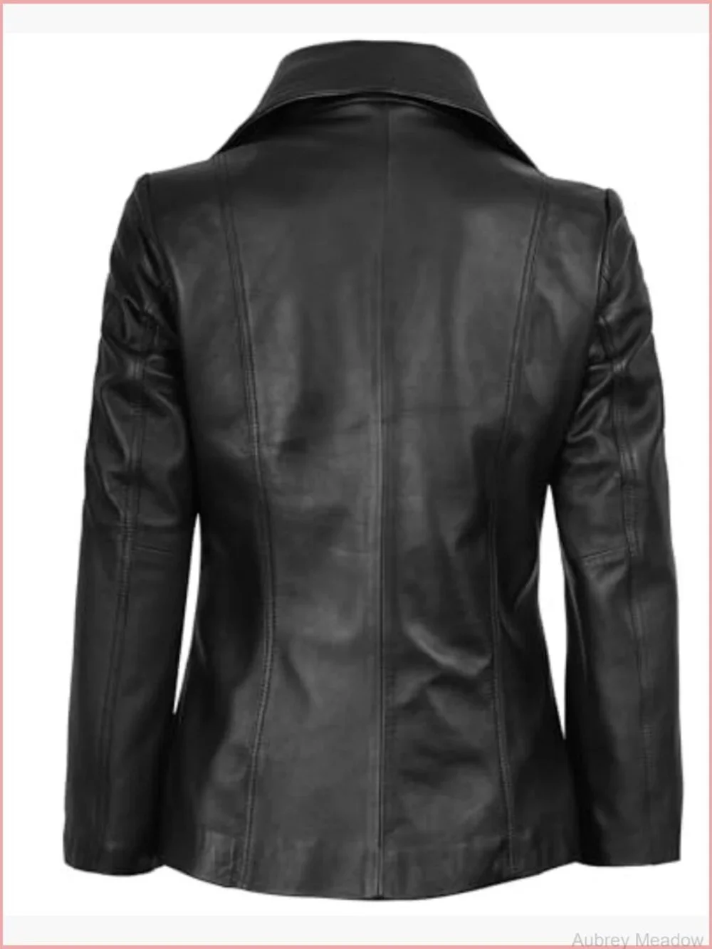 Real Lambskin Leather Blazer Women Notched Lapel 2-Button Long Sleeve Blazer